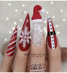 Festive Nail Designs, Light Nails, Cute Christmas Nails, Christmas Nail Art Designs, Christmas Nails Acrylic, New Year's Nails