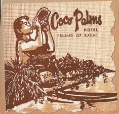 an image of a man holding a woman in his arms with the words coco palms island of kauai on it