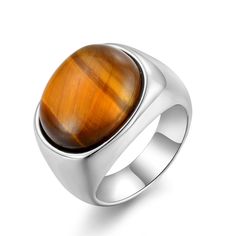 PRICES MAY VARY. [VESHON Design] - Men's tiger eye rings, when you wear it, it promotes health, good luck and healing makes a great gift. [Materials] - 316L stainless steel + natural tiger eye, solid and durable, never rust or green finger, hypoallergenic, comfortable to wear on daily. [Rings Size] - Men signet rings size 7,8,9,10,11,12. If you wear a half size, we suggest you choose the half size up. [Perfect Gift for Men] - The perfect solitaire gemstone rings jewelry gift for your father, boy Tiger Eye Ring For Women, Tigers Eye Ring, Tiger Eye Necklace Men, Tigers Eye Signet Ring, Tigers Eye Ring Gold, Silver Signet Ring, Eye Ring, Thumb Rings, Nature Jewelry