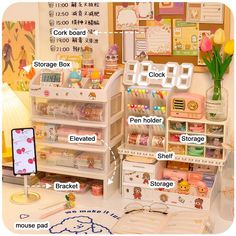 the contents of a dollhouse are labeled in english and japanese words, including instructions on how to store them