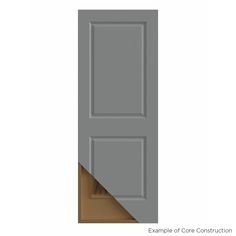 an open door with the bottom half painted gray and side paneled in light brown