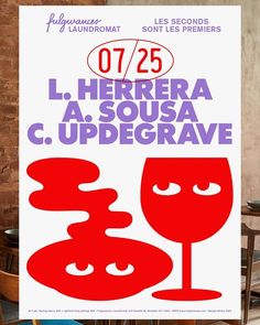 a poster for a wine tasting event with two red glasses and the words l'herera a sousa c'updegrave