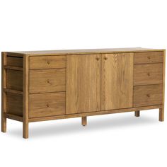 the sideboard is made from wood and has three drawers