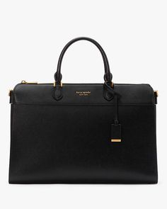 Morgan Laptop Bag | Kate Spade New York Classic Briefcase With Removable Pouch For Work, Designer Top Handle Briefcase For Travel, Designer Briefcase With Top Handle For Travel, Black Briefcase With Gold-tone Hardware For Travel, Classic Shoulder Bag With Gold-tone Hardware For Business Trips, Elegant Briefcase With Zipper Closure, Satchel Laptop Bag With Zipper Closure For Business Trips, Business Laptop Satchel With Zipper Closure, Satchel Laptop Bag With Zipper For Business Trips