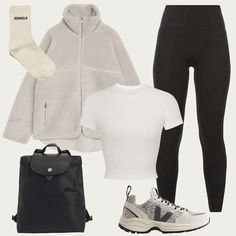 Adanola Leggings Outfit, Autumn Sport Outfit, Sports Outfits Aesthetic, Winter Walk Outfit, Fall Gym Outfits, Walk Outfits, Winter Look Book, Walking Outfit, Layering Basics