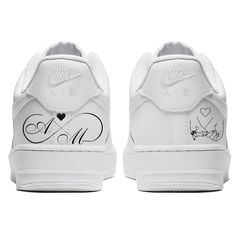 Celebrate your special day in style with our custom Air Force 1 wedding sneakers, the perfect blend of elegance and comfort. Hand-painted and personalized to match your wedding theme, these unique shoes are designed to make a statement while keeping you comfortable throughout the day. Whether you're the bride, groom, or gifting to a couple, these custom sneakers add a modern and creative touch to any wedding ensemble. Made with high-quality materials, they ensure lasting durability and a memorab Wedding Air Forces, Wedding Sneakers For Bride And Groom, Air Force 1 Wedding, Wedding Sneakers For Bride, Wedding Sneakers, Shoes Unique, Couple Shoes, Custom Air Force 1, Unique Wedding Gifts