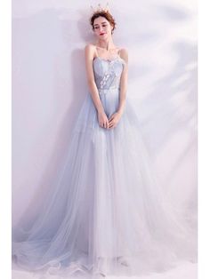 Fairytale Light Blue Flowy Long Tulle Prom Dress For Teens Dress For Teens, Prom Dress For Teens, Wedding Store, Prom Dresses For Teens, Wedding Rentals, Wedding Boutique, Tulle Prom Dress, Dresses For Teens, Lace Back