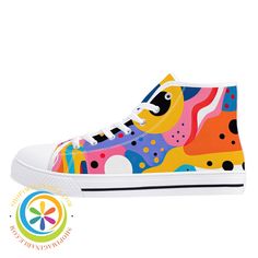 Step into a world of color with these lively high top canvas shoes! Embrace your unique and bold self, and let your creative spirit shine. Life is art, so why not live it in full color? Stand out from the crowd and express your wild side with these playful and vibrant shoes. We create Funky & Fun! Wear-resistant rubber soles for white high-top canvas shoes High quality canvas upper and cotton lining for a comfortable and breathable fit, low maintenance & easy care Rubber outsole & removable EVA Trendy Multicolor High-top Sneakers For Summer, Multicolor Canvas High-top Sneakers With Round Toe, Multicolor Canvas High-top Sneakers, Multicolor High-top Sneakers For Summer, Summer Multicolor High-top Sneakers, Multicolor High-top Canvas Sneakers, Artistic Multicolor Sneakers For Summer, Artistic Multicolor Summer Sneakers, Artsy White High-top Sneakers