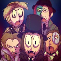 an animated group of people with different facial expressions