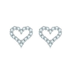 Moissanite Heart Stud Earrings In Sterling Silver - ReadYourHeart Diamond Open Heart Earrings For Anniversary, Diamond White Heart-shaped Diamond Earrings, Heart Cut Diamond White Sterling Silver Earrings, Anniversary Heart Cut Sparkling Stone Earrings, Heart-shaped Diamond White Diamond Earrings For Anniversary, Heart Shaped Diamond White Earrings For Anniversary, Marriage Gifts, Silicon Carbide, Heart Stud Earrings