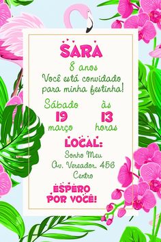 a poster with pink flowers and green leaves in the background that says,'sara voz esta convenidas