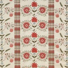 a white background with red flowers and green leaves on the bottom right corner is an intricately designed design