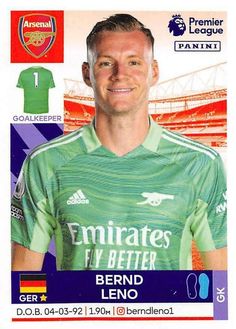 a soccer card with a man wearing a green shirt