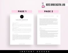 two page resume templates with the same font and numbers on each page, one is for