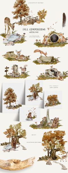 an image of different types of trees and animals