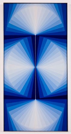 an abstract painting with blue and white colors