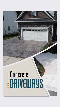 a brochure for concrete driveways in front of a house