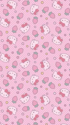 pink hello kitty wallpaper with polka dots