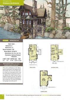 the floor plan for this home is shown in green and yellow colors, with two storyed houses on each side