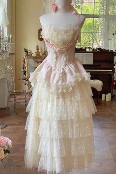 Pink Flower Goddess of Love Ruffle Bowknot Lace Sweet Elegant Lolita – LolitaInside Shoujo Clothes, Epic Dresses, Acquaintance Party, Victorian Child, Flower Goddess, Oc Dress, Goddess Outfit, Cute Formal Dresses, Fantasy Dresses