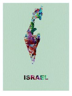 size: 24x18in Art Print: Israel Color Splatter Map by NaxArt : Art Print Display, Map Art Print, Small Tattoo, Frames For Canvas Paintings, Affordable Wall Art, The Map, Cool Posters