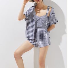 Maeve Gingham Three-Piece Short Set By Anthropologie Tank: Size 4 And Nwt Ss Button Up: Size 2 And Nwot Shorts: Size 2 And Nwot Few Prints Are More Classic For Summer Than Gingham. In A Fashion-Forward, Three-Piece Rendition, This Short Set Has Us Daydreaming Of Picnics And Beach Getaways. Set Includes Buttondown Top, Pullover Tank, And Pull-On Shorts. * Cotton Shorts Cotton, Beach Getaways, Anthropologie Top, Short Set, Three Piece, Short Sets, Gingham, Fashion Forward, Anthropologie