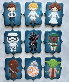 star wars cookies are decorated with fondant and icing