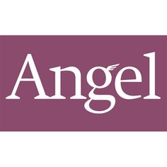 the angel logo is shown in white on a purple background, and it says angel