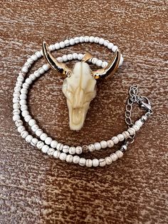 Statement Piece! This Bull Skull Necklace turns heads with its gold plated horns. Wear it alone or layered with other necklaces.  Great piece for the NFR and also a great gift! Country Music Concerts, Bull Skull, Bull Skulls, Skull Necklace, Skull Earrings, Music Concert, Turquoise Color, Santa Fe, Country Music