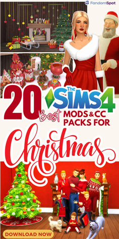 the poster for christmas is shown in red and white