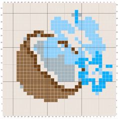 a cross stitch pattern with blue and brown squares in the shape of an earth globe