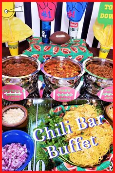 a table topped with lots of food and bowls filled with different types of foods on top of it