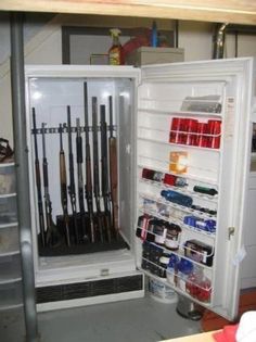 How about that?  Now thats a Texas thing. Old Refrigerator, Hidden In Plain Sight, By Any Means Necessary, Survival Tips, Hidden Storage, The Door, Arsenal, Man Cave, Sake