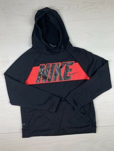 Nike Dri Fit Boys Large Pullover Hoodie. Measurements are provided in the pictures. Flaw on left elbow pointed out. @W Nike Hoodies, Nike Fit, Nike Dri Fit, New Outfits, Boy Outfits, Dri Fit, Pullover Hoodie, Graphic Sweatshirt, Athletic Jacket