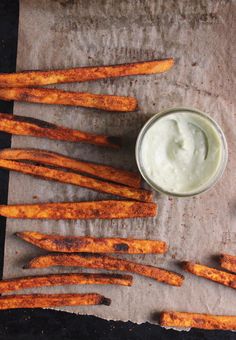 baked french fries with ranch dip on the side