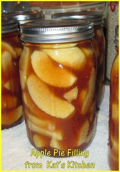 apple pie filling from kart's kitchen in a glass jar on the counter