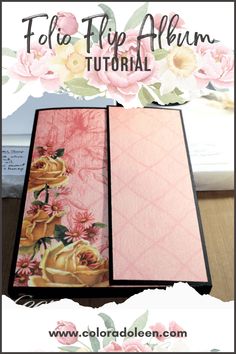 an open box with flowers on it and the words fold - up album in front