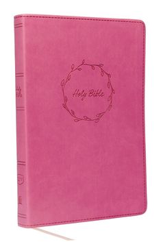 a pink bible cover with the word, my bible written in a circle on it