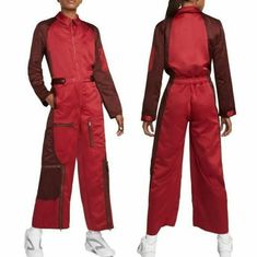 Nike Womens Air Jordan Engineered Flightsuit Burgundy Jumpsuit Brand New With Tags Size Small Measurements Approx Pit To Pit 16" Shoulder To Bottom 56" Multiple Zip Pockets Zip Front Closure Sp Red Nike Jumpsuit, Women's Flight Suits, Maroon Jumpsuits, Burgundy Jumpsuit, Air Jordans Women, Flight Suit, Suit Jumpsuit, Womens Air Jordans, Jordans Women