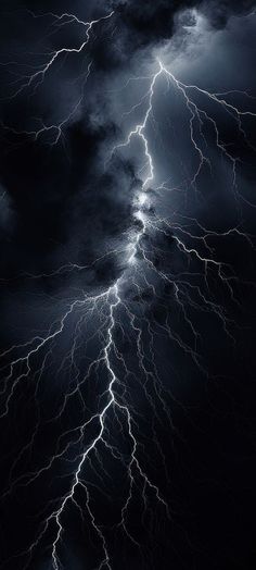 lightning strikes in the night sky with dark clouds