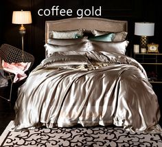 25Momme Seamless Luxury Silk Bedding Set4-Duvet cover Set - Awulook Gold Silk Bedding, Silk Bedding Set Black, Purple Silk Bedding, Sewing Silk, Silk Bedding Set Purple, Silk Sheet Set, Silk Duvet, Silk Bedding Set M&s, Luxury Flat