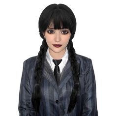 Amazon.com : MUPUL Black Braided Wig With Bangs Long Braid Wig Cosplay Halloween Costume Wigs For Women : Beauty & Personal Care Black Wednesday Addams, Black Wednesday, Black Cosplay Wig, Wednesday Addams Costume, Family Cosplay, Halloween Party Gifts, Halloween Wigs, Braided Wig, Halloween Costume Accessories