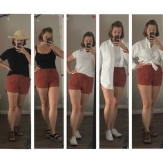 5 pieces of clothes and you have 5 different looks for your vacay! Brown Shorts, Red Brown, Short Dresses, Womens Shorts, Red, Quick Saves