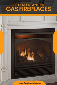 a fireplace with the words best firestanding gas fireplaces on it's side