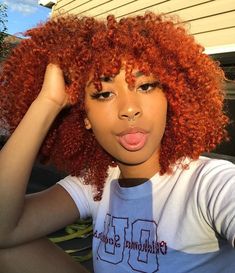 Dyed Curly Hair, Girl Hair Colors, Red Curly Hair, Septum Piercings, Cute Hair Colors, Dyed Natural Hair, Burgundy Hair, Natural Hair Styles Easy, Colorful Hair