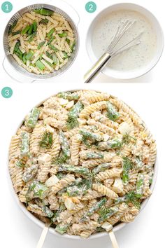 the steps to make pasta salad with asparagus