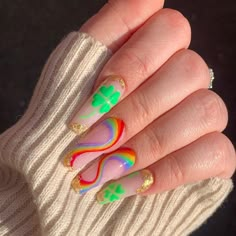 @nailsbylucywithers shared a photo on Instagram: “happy Saint Patrick’s Day 🍀🌈 using all @glitterbels @premier.gel and @brillbirduk products xx” • Mar 17, 2021 at 4:56pm UTC Green Saint Patrick Nails, Saint Patricks Day Nail Ideas, St Patrick’s Day Nails Rainbow, Patrick’s Day Nails, St Patrick’s Day Stiletto Nails, Cute Saint Patricks Day Nails, St Patricks Day French Tips, St Patrick’s Day Acrylic Nails, St Patrick Day Nail Ideas