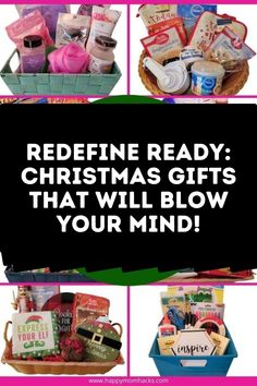 the words redefine ready christmas gifts that will blow your mind on top of pictures