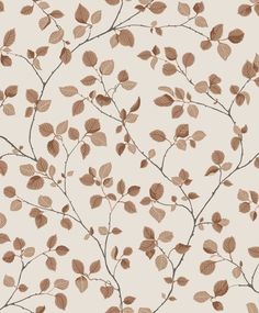 a wallpaper with leaves and branches in brown on a beige background for the walls