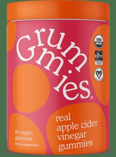 grumpies real apple cider vinegar gummies - case of 6 cans, 8 5 ounces